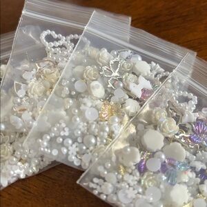 Wedding white with this custom nail Art charm bag. Hearts Butterflies Bows